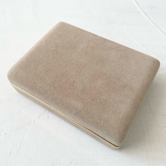 Nude Vintage Earrings Box Vintage Necklace Velvet Case Jewerly Box Neutral Taupe - Picture 8 of 10